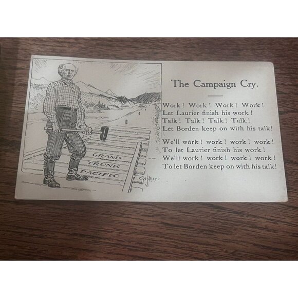 Wilfrid Laurier Prime Minister Canada The Campaign Cry 1900 Postcard - Picture 1 of 6